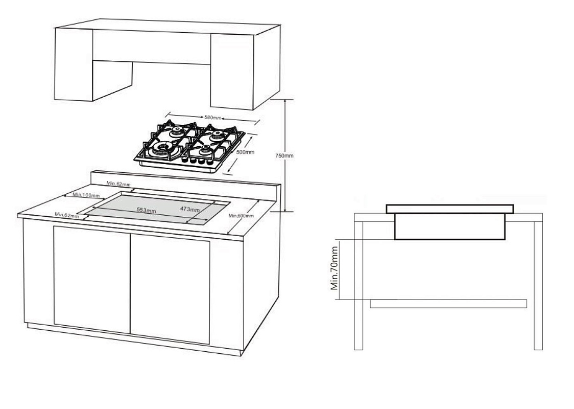 Схема встраивания Korting HGG 6919 CTN