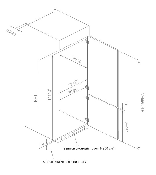 Схема встраивания Korting KSI 19755 CFNF